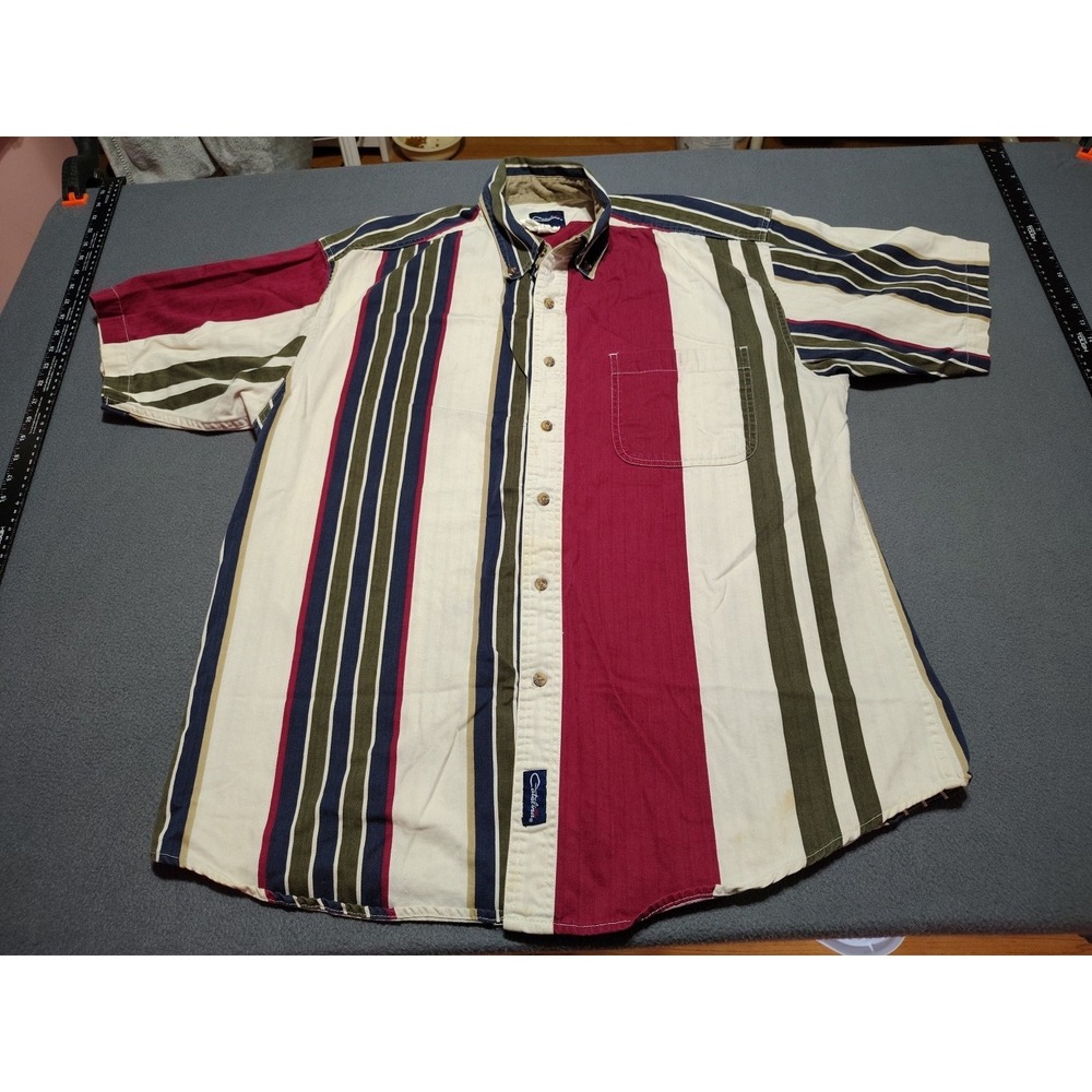 Catalina Shirt Men L Multi‎ Color Stripe Button Down Short Sleeve Work Dad